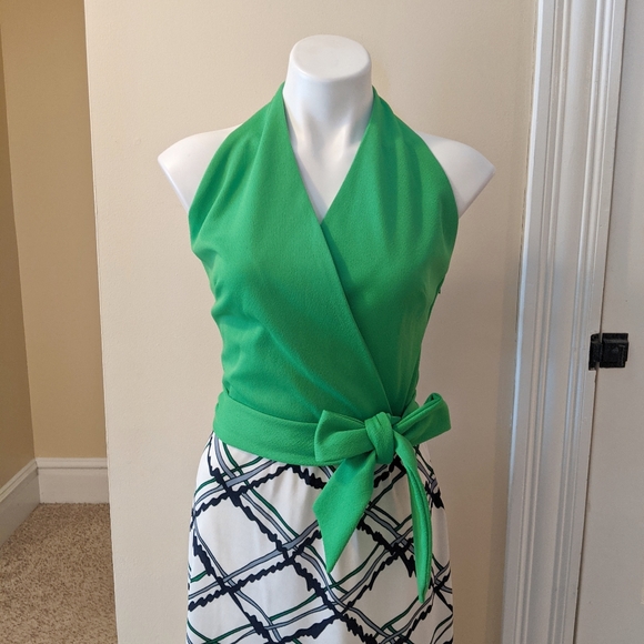 Vintage Flutterbye green and white halter dress - Picture 4 of 8